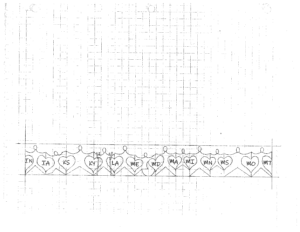 20-10-12, #26, Paper Dolls & States Border-Divider, IN to MT, B&W